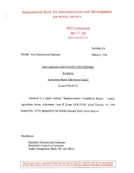 Tunisia - Agriculture Sector Adjustment Loan II - Correspondence 01