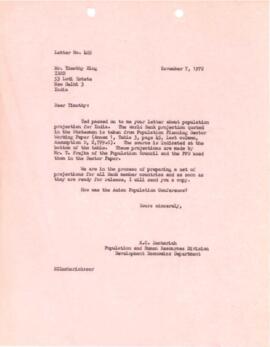 K.C. Zachariah - Chronological Records - January 7 - November 7, 1972