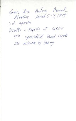 General Research Advisory Panel - Meeting Minutes and Memorandum - Volume 3