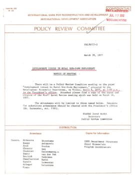 Development Policy - Policy Review Committee [PRC] - Rural Non-Farm Employment - February 1977 - ...