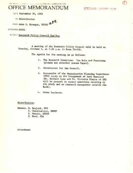 Research Policy Council - agendas and minutes - Agendas 1983