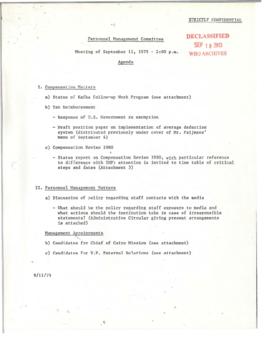 Personnel Management Committee Meetings - Minutes 01; President's papers - Robert S. McNamara