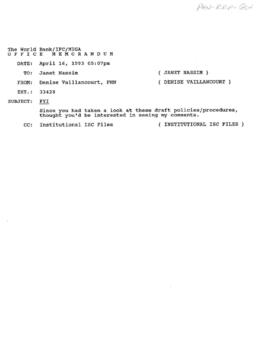 Population, Health and Nutrition [PHN] - Policy Development and Research - General - 1993 Corresp...