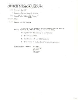 Research Policy Council [RPC] - Agenda and Minutes - 1983 - 1987