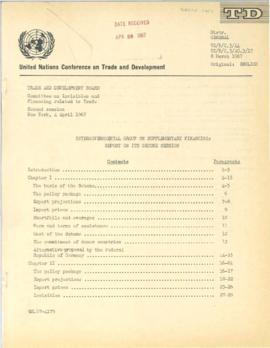 Irving Friedman UNCTAD Files: New York Meeting on Supplementary Finance, April 1967 - Documents a...