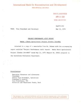 Hinvi Agriculture Project - Benin - Credit 0144 - P000062 - Correspondence - Report 2053
