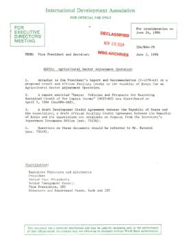 Kenya - Agricultural Sector Adjustment Operation - Loan Committee Project File