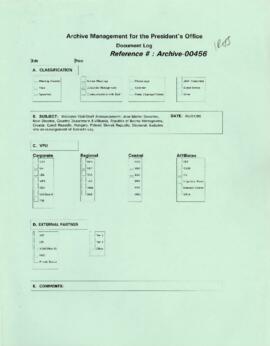 President Wolfensohn - Briefing Book for President's Meetings and Events - Welcome Visit and Staf...