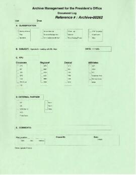 President Wolfensohn - Briefing Book for President's Meetings and Events - Agenda for Meeting wit...