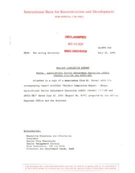 Kenya - Agricultural Sector Adjustment Credit [ASAO] - Project Completion Report