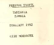 President Lewis T. Preston Travel - Gisu Mohadjer - Tanzania, Zambia - February 1992 - Correspond...