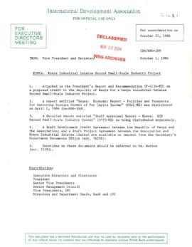 Kenya - Second Small Scale Industry Project (02) - Loan Committee Project File