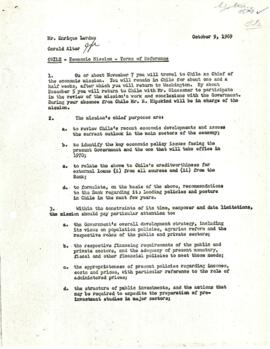 Economic Committee Papers - Chile - Economic Mission - Terms of Reference [TOR]