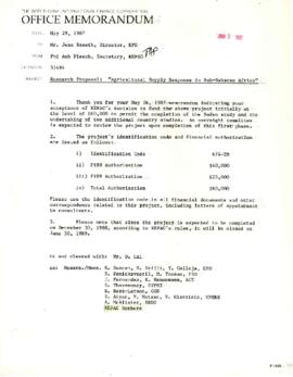 Research Projects Approval Committee - Correspondence - July 1986 - May 1987