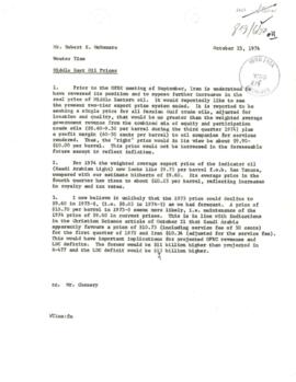 VPD - Director, Development Policy - McNamara File - September - October 1974 - Folder 6