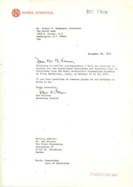 McNamara correspondence - 1971