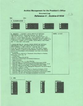 President Wolfensohn - Briefing Book for President's Meetings and Events - Annual Report of Portf...