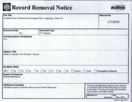 President Robert McNamara Chronological files - (outgoing) - Chrons 78