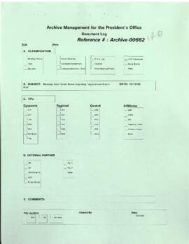 President Wolfensohn - Briefing Book for President's Meetings and Events - Message from Daniel Be...