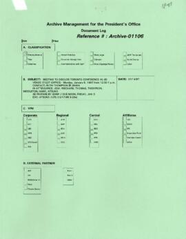 President Wolfensohn - Briefing Book for President's Meetings and Events - Discuss Toronto Confer...