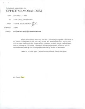 Rural Water Supply Study - Correspondence 01