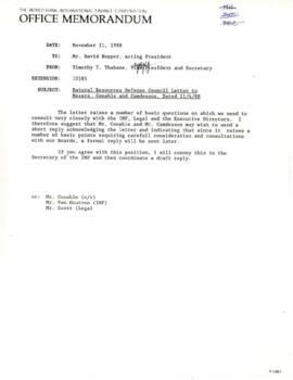 Liaison files : Natural Resources Defence Council - Correspondence 01