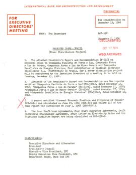 Economic Committee Papers - Brazil - R66-158 - Proposed Loans - Power Distribution Project