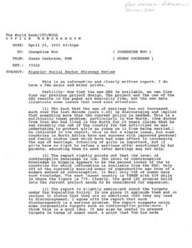 Population, Health and Nutrition [PHN] - Nigeria - General - 1993 Correspondence - Volume 1