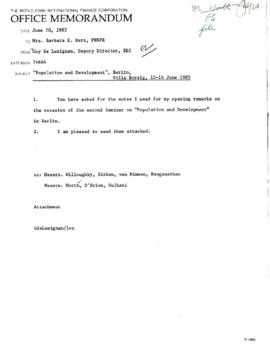Population and Development - Berlin Seminar - 1985 - Front Office