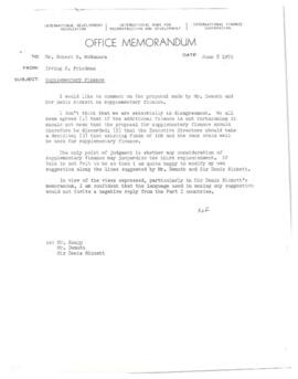 Irving Friedman UNCTAD Files: Supplementary Finance - Correspondence