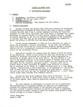 Economic Committee Papers - Lesotho - Country Economic Brief