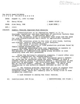 Population, Health and Nutrition [PHN] - Zambia - Nutrition - General - 1993 Correspondence - Vol...