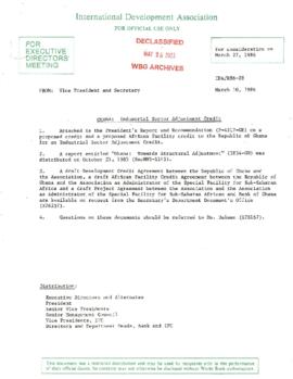 Ghana - Industrial Sector Adjustment Credit - Loan Committee Project File