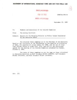 Clausen Papers - International Monetary Fund - Interim Committee of the Board of Governors; Seoul...