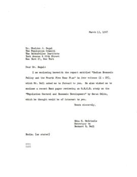 Bernard R. Bell Files: India Family Planning - Correspondence