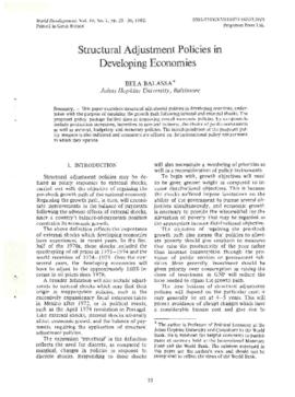 Structural Adjustment Policies in Developing Economies - Correspondence