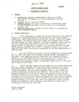 Economic Committee Papers - Dahomey - Country Economic Brief