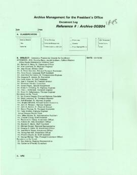 President Wolfensohn - Briefing Book for President's Meetings and Events - Ceremony - Presidentia...