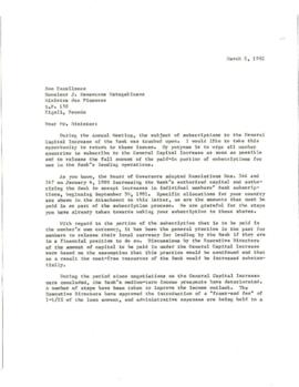 Clausen Papers - General Capital Increase - Letters to Governors and Executive Directors - Corres...