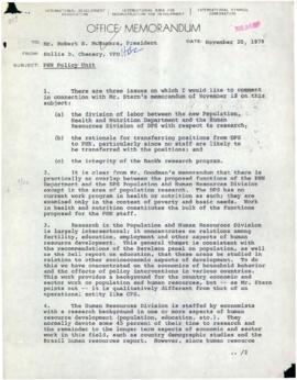 Hollis B. Chenery Papers - McNamara discussions / notebooks / memoranda - 1979 (October - November)