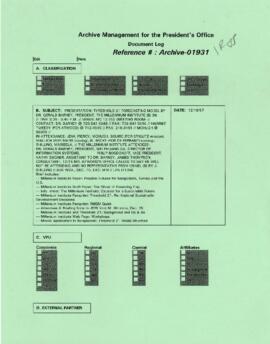 President Wolfensohn - Briefing Book for President's Meetings and Events - Presentation - Thresho...