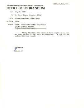 Kenya - Smallholder and Coffee Improvement - Credit 914 - Project Completion Report no. 7805 - Co...