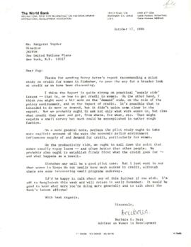 Women in Development - United Nations Development Fund for Women [UNIFEM] - Correspondence