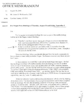 Pre-Prague Press Briefings of August 31 and September 1 - Caroline Anstey - August 30, 2000