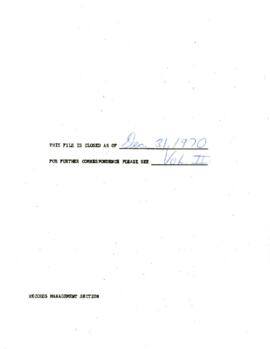 Bank Administration and Policy - Water - 1969 / 1971 Correspondence - Volume 1