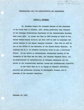 Irving S. Friedman - Chronological File - 1968 Correspondence - Volume 1