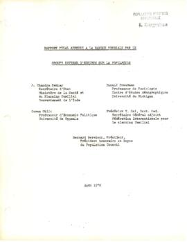 External Advisory Panel on Population - Report - June 1976 - Dr K Kanagaratnam